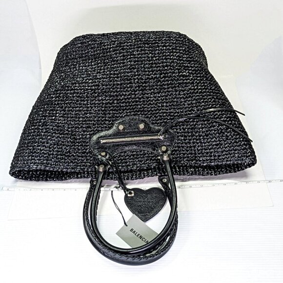 Balenciaga Women's Large Le Cagole Panier Black Raffia Tote Bag (MSRP $1,750) - Picture 13 of 13